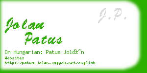 jolan patus business card